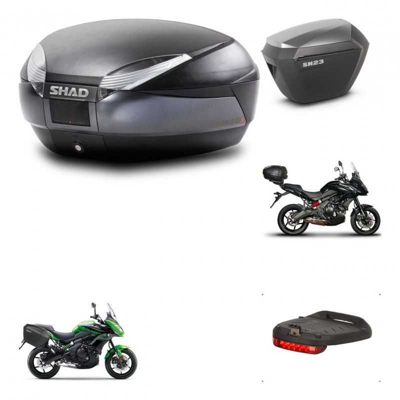 SHAD Maletas laterales + baul trasero herraje montaje luz de freno 3p SH48 DARK GREY PREMIUM SH23 ALU KIT-271976