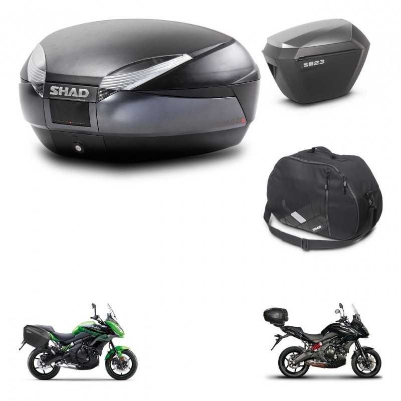 SHAD Maletas laterales + baul trasero bolsa interna herraje montaje 3p SH48 DARK GREY PREMIUM SH23 ALU KIT-271985