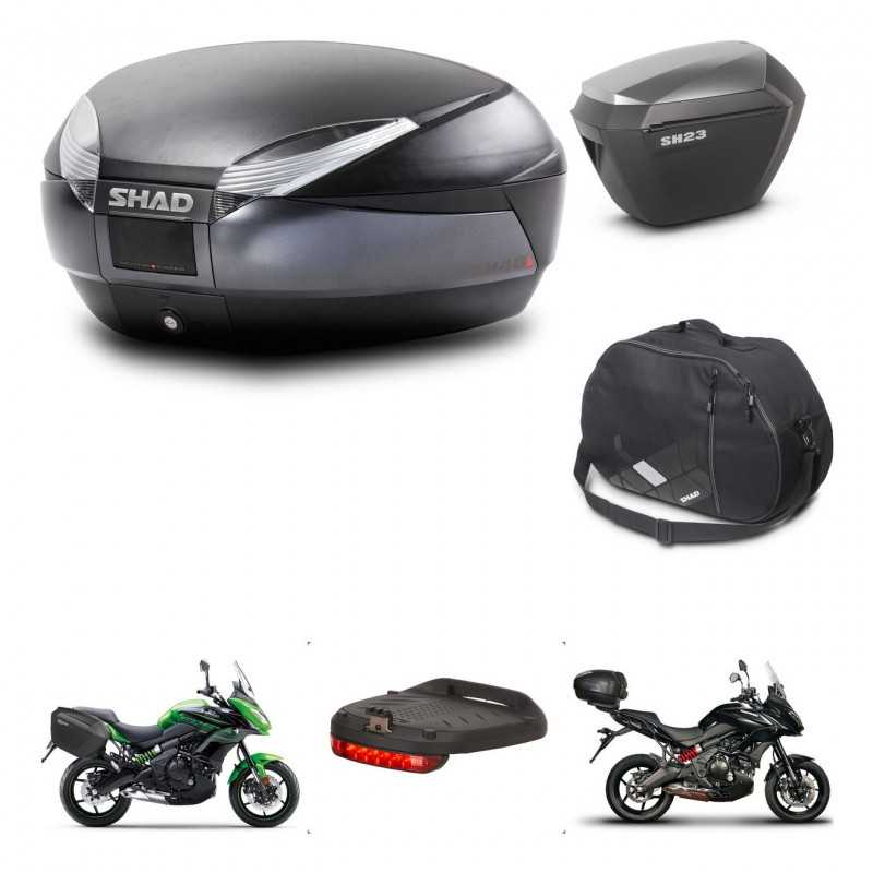 SHAD Maletas laterales + baul trasero accesorios herraje montaje 3p SH48 DARK GREY PREMIUM SH23 ALU KIT-271994