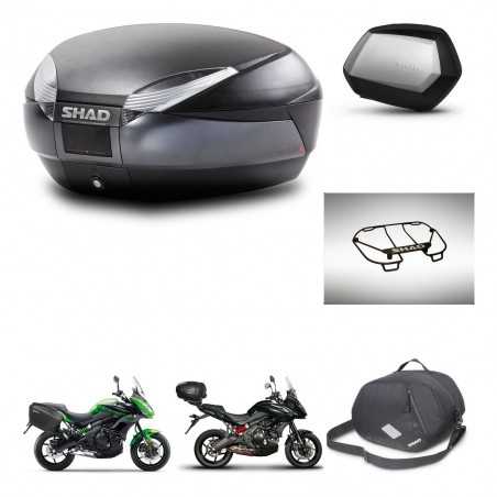 SHAD Maletas laterales + baul trasero accesorios herraje montaje 3p SH48 DARK GREY PREMIUM SC SH35 KIT-272001