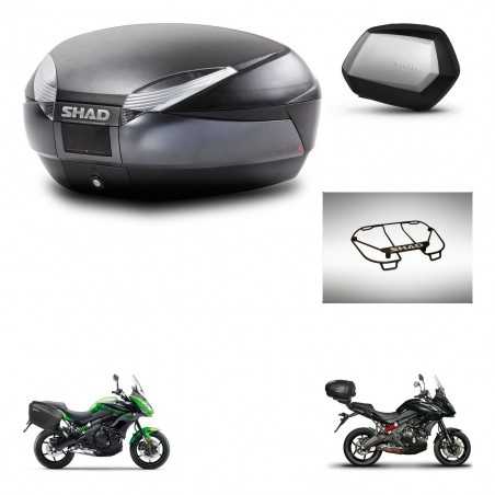 SHAD Maletas laterales + baul trasero parrilla portabultos superior herraje montaje 3p SH48 DARK GREY PREMIUM SC SH35 KIT-272002