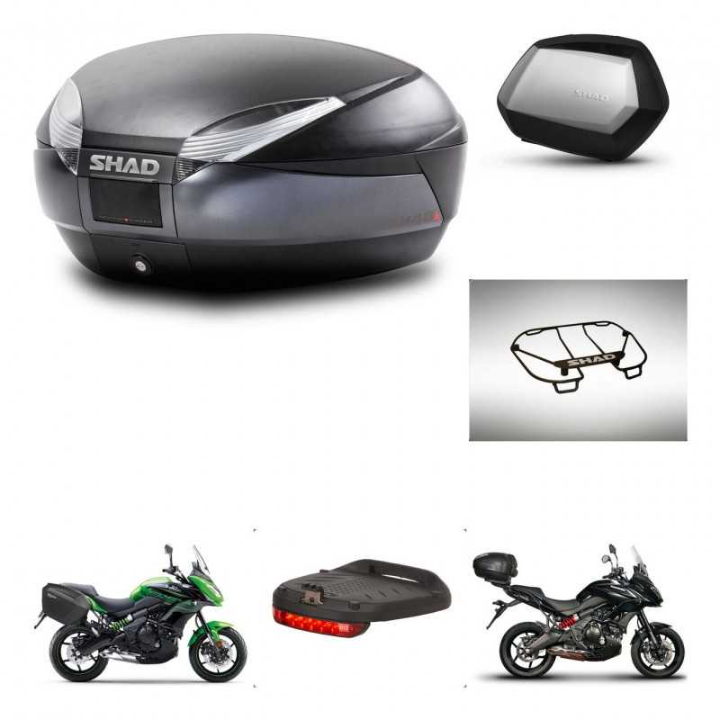 SHAD Maletas laterales + baul trasero accesorios herraje montaje 3p SH48 DARK GREY PREMIUM SC SH35 KIT-272011