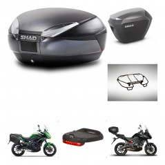 SHAD Maletas laterales + baul trasero accesorios herraje montaje 3p SH48 DARK GREY PREMIUM SH23 ALU KIT-272012