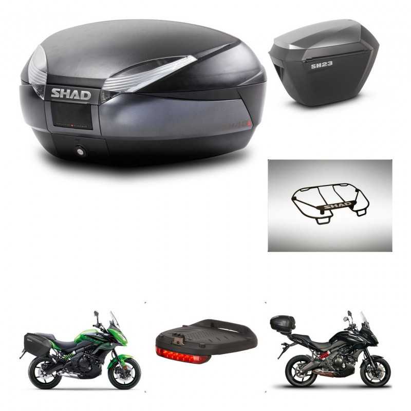 SHAD Maletas laterales + baul trasero accesorios herraje montaje 3p SH48 DARK GREY PREMIUM SH23 ALU KIT-272012