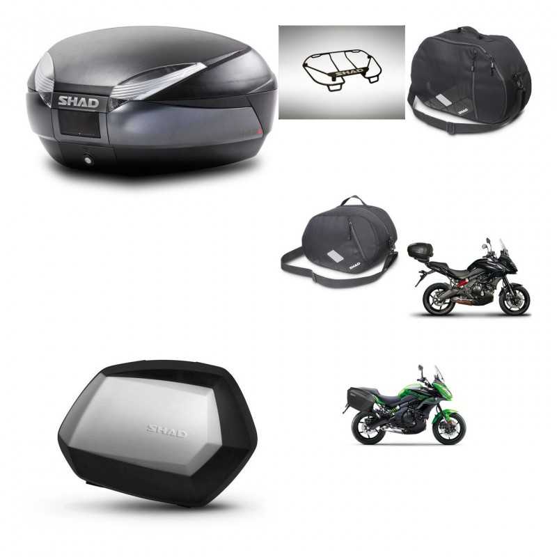 SHAD Maletas laterales + baul trasero accesorios herraje montaje 3p SH48 DARK GREY PREMIUM SC SH35 KIT-272019