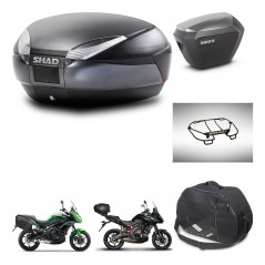 SHAD Maletas laterales + baul trasero accesorios herraje montaje 3p SH48 DARK GREY PREMIUM SH23 ALU KIT-272021