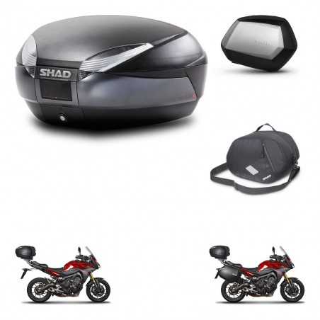 SHAD Maletas laterales + baul trasero bolsa interna herraje 3p montaje SH48 DARK GREY PREMIUM SC SH35 KIT-272037