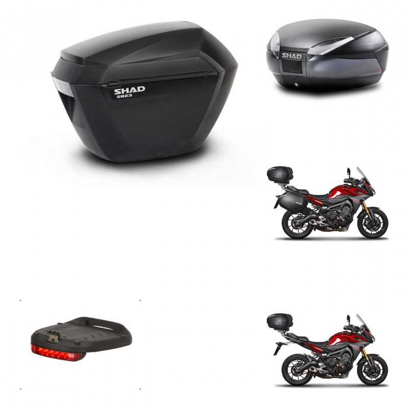 SHAD Baul trasero + maletas laterales herraje 3p montaje luz de freno SH23 SH48 DARK GREY PREMIUM KIT-272042