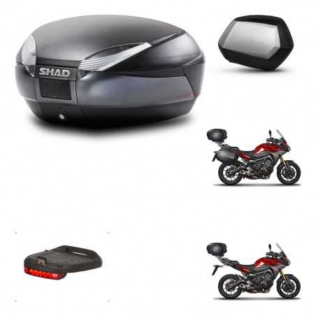 SHAD Maletas laterales + baul trasero herraje 3p montaje luz de freno SH48 DARK GREY PREMIUM SC SH35 KIT-272047