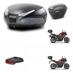 SHAD Maletas laterales + baul trasero herraje 3p montaje luz de freno SH48 DARK GREY PREMIUM SH23 ALU KIT-272048