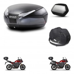SHAD Maletas laterales + baul trasero bolsa interna herraje 3p montaje SH48 DARK GREY PREMIUM SC SH35 KIT-272056