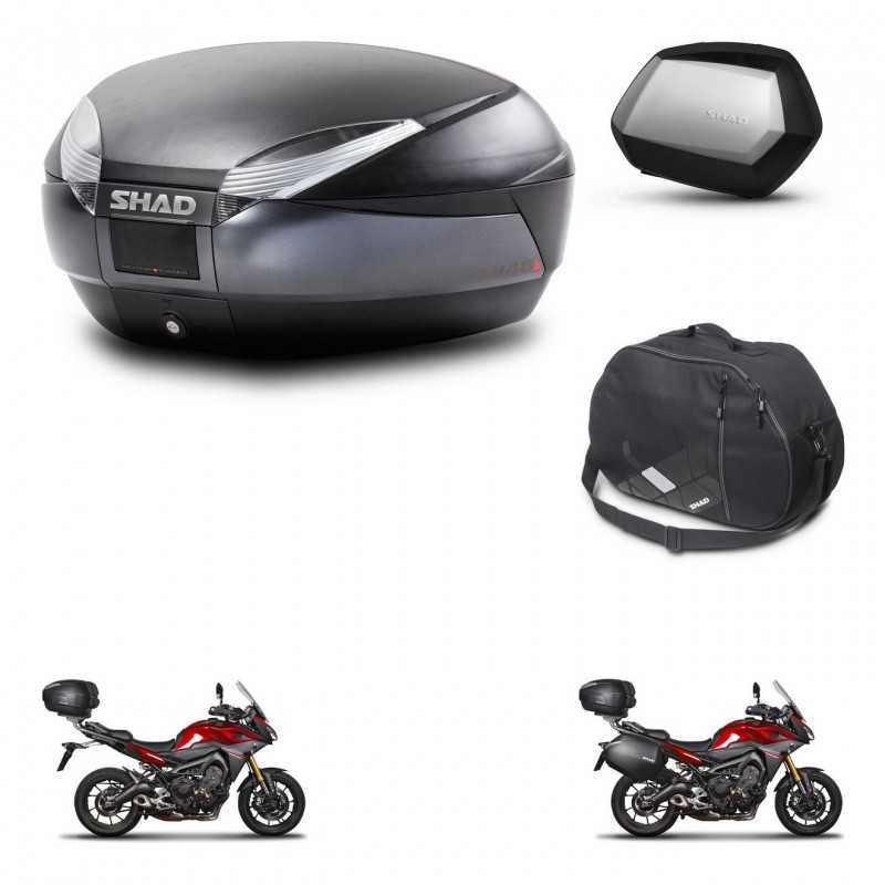 SHAD Maletas laterales + baul trasero bolsa interna herraje 3p montaje SH48 DARK GREY PREMIUM SC SH35 KIT-272056