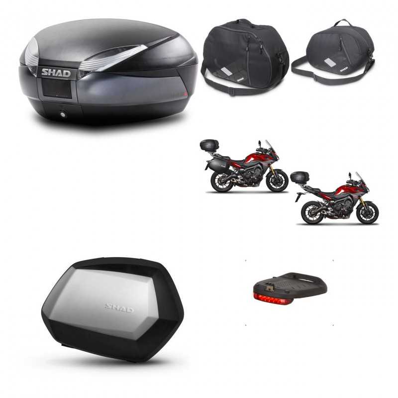 SHAD Maletas laterales + baul trasero accesorios herraje 3p montaje SH48 DARK GREY PREMIUM SC SH35 KIT-272064