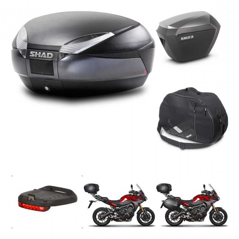 SHAD Maletas laterales + baul trasero accesorios herraje 3p montaje SH48 DARK GREY PREMIUM SH23 ALU KIT-272066