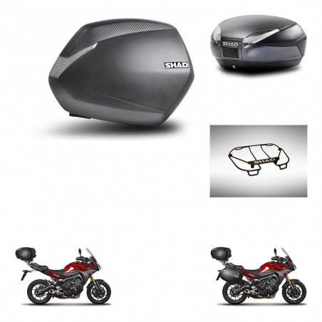 SHAD Baul trasero + maletas laterales parrilla portabultos superior herraje 3p montaje SH36 SH 36 SH48 DARK GREY PREMIUM KIT-272