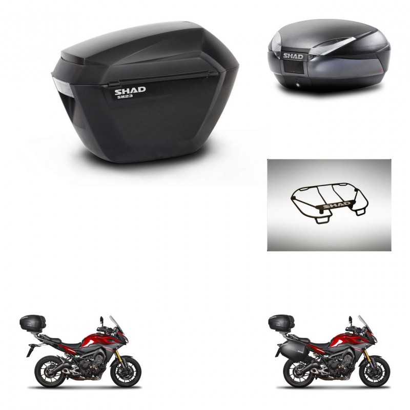 SHAD Baul trasero + maletas laterales parrilla portabultos superior herraje 3p montaje SH23 SH48 DARK GREY PREMIUM KIT-272069