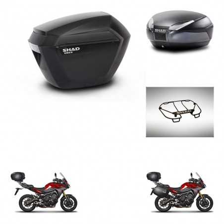 SHAD Baul trasero + maletas laterales parrilla portabultos superior herraje 3p montaje SH23 SH48 DARK GREY PREMIUM KIT-272069