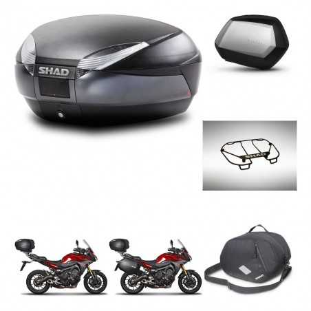 SHAD Maletas laterales + baul trasero accesorios herraje 3p montaje SH48 DARK GREY PREMIUM SC SH35 KIT-272073