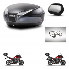 SHAD Maletas laterales + baul trasero parrilla portabultos superior herraje 3p montaje SH48 DARK GREY PREMIUM SC SH35 KIT-272074