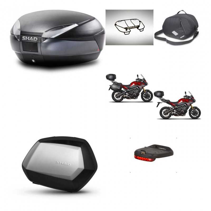 SHAD Maletas laterales + baul trasero accesorios herraje 3p montaje SH48 DARK GREY PREMIUM SC SH35 KIT-272082