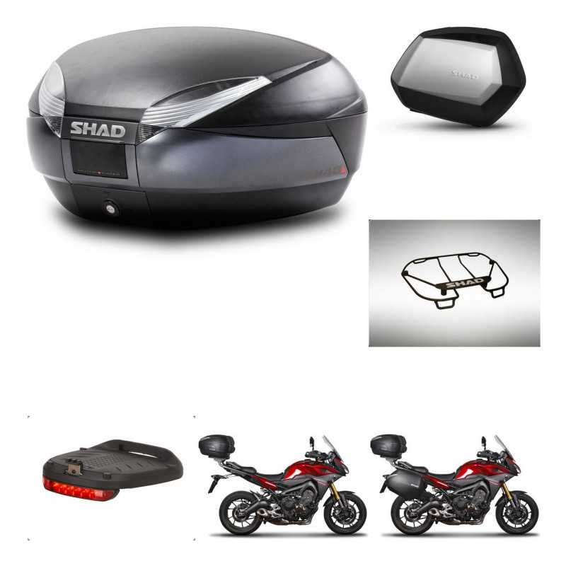 SHAD Maletas laterales + baul trasero accesorios herraje 3p montaje SH48 DARK GREY PREMIUM SC SH35 KIT-272083