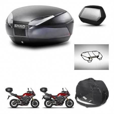 SHAD Maletas laterales + baul trasero accesorios herraje 3p montaje SH48 DARK GREY PREMIUM SC SH35 KIT-272092