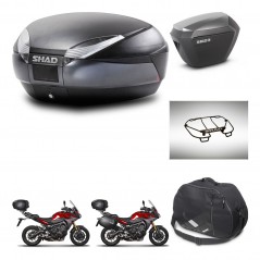 SHAD Maletas laterales + baul trasero accesorios herraje 3p montaje SH48 DARK GREY PREMIUM SH23 ALU KIT-272093