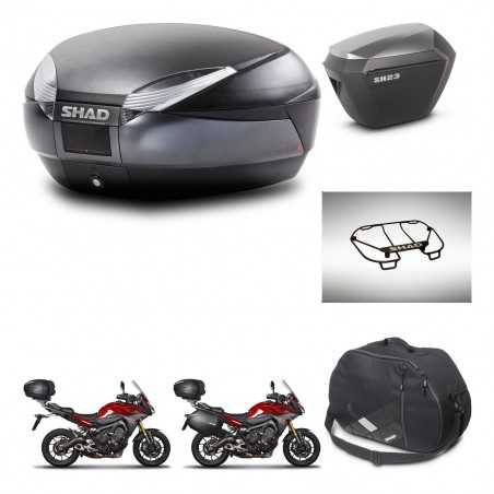 SHAD Maletas laterales + baul trasero accesorios herraje 3p montaje SH48 DARK GREY PREMIUM SH23 ALU KIT-272093