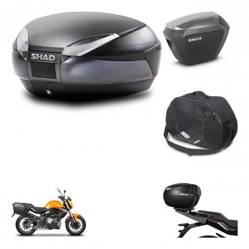 SHAD Maletas laterales + baul trasero bolsa interna herraje montaje 3p SH48 DARK GREY PREMIUM SH23 ALU KIT-272111