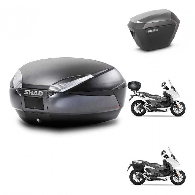SHAD Maletas laterales + baul trasero herraje montaje 3p SH48 DARK GREY PREMIUM SH23 ALU KIT-272129