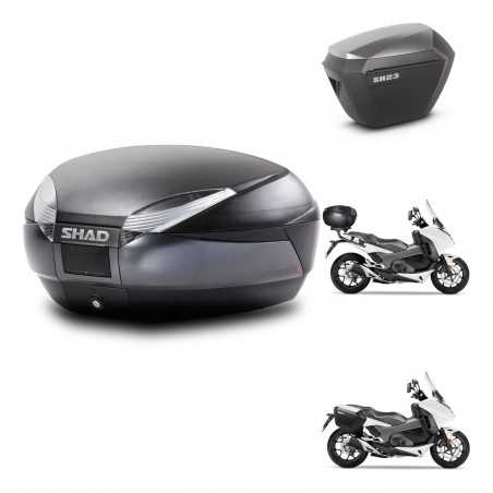 SHAD Side cases + rear trunk + mounting hardware + 3p hardware SH48 DARK GREY PREMIUM SH23 ALU KIT-272129