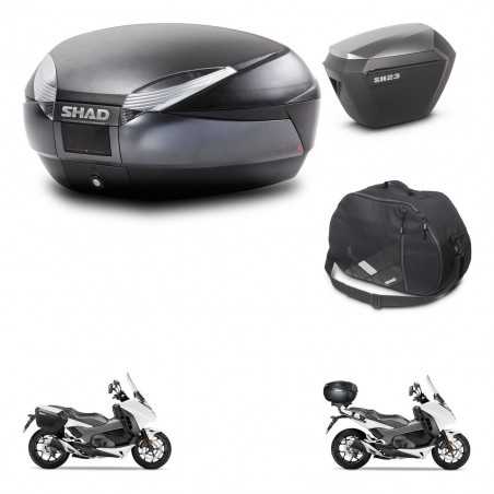 SHAD Maletas laterales + baul trasero bolsa interna herraje montaje 3p SH48 DARK GREY PREMIUM SH23 ALU KIT-272135