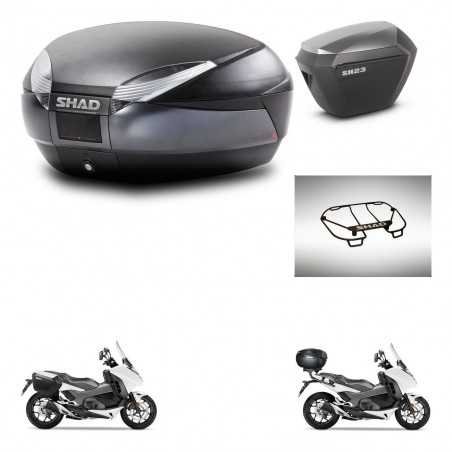 SHAD Side cases + rear trunk + upper rack rack + mounting hardware + 3p hardware SH48 DARK GREY PREMIUM SH23 ALU KIT-272141