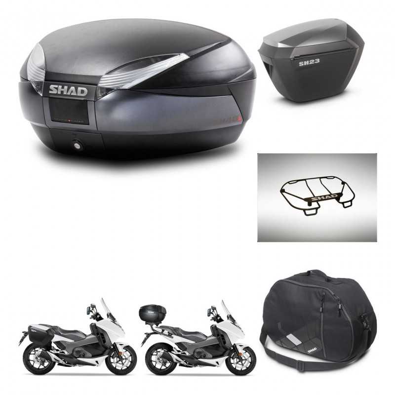 SHAD Maletas laterales + baul trasero accesorios herraje montaje 3p SH48 DARK GREY PREMIUM SH23 ALU KIT-272147