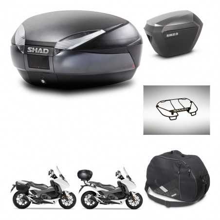 SHAD Maletas laterales + baul trasero accesorios herraje montaje 3p SH48 DARK GREY PREMIUM SH23 ALU KIT-272147
