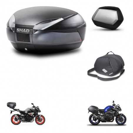 SHAD Maletas laterales + baul trasero bolsa interna herraje 3p montaje SH48 DARK GREY PREMIUM SC SH35 KIT-272157