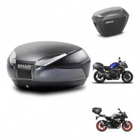 SHAD Maletas laterales + baul trasero herraje 3p montaje SH48 DARK GREY PREMIUM SH23 ALU KIT-272159