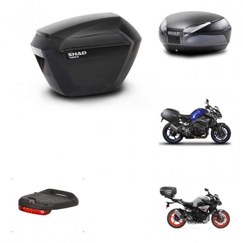 SHAD Baul trasero + maletas laterales herraje 3p montaje luz de freno SH23 SH48 DARK GREY PREMIUM KIT-272162
