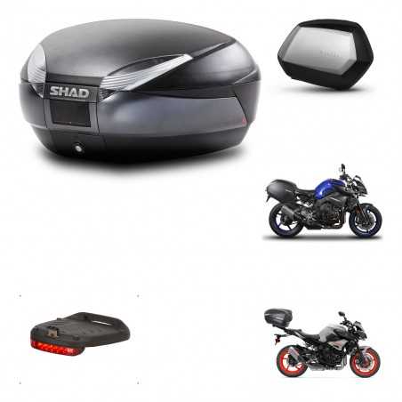 SHAD Maletas laterales + baul trasero herraje 3p montaje luz de freno SH48 DARK GREY PREMIUM SC SH35 KIT-272167