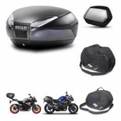 SHAD Maletas laterales + baul trasero accesorios herraje 3p montaje SH48 DARK GREY PREMIUM SC SH35 KIT-272175