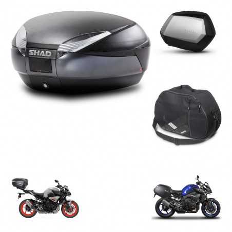 SHAD Maletas laterales + baul trasero bolsa interna herraje 3p montaje SH48 DARK GREY PREMIUM SC SH35 KIT-272176