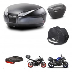 SHAD Maletas laterales + baul trasero accesorios herraje 3p montaje SH48 DARK GREY PREMIUM SH23 ALU KIT-272186