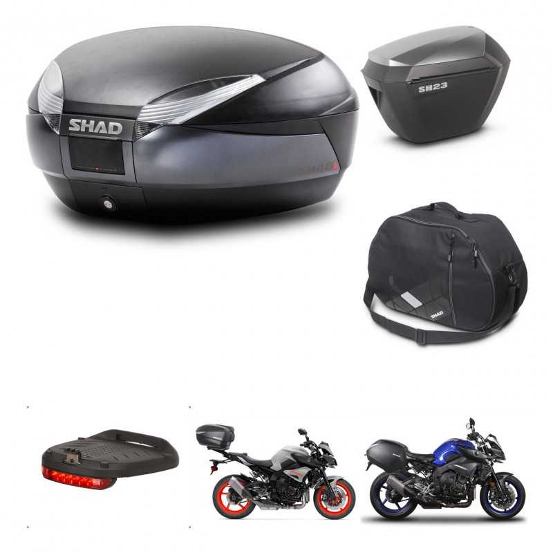 SHAD Maletas laterales + baul trasero accesorios herraje 3p montaje SH48 DARK GREY PREMIUM SH23 ALU KIT-272186