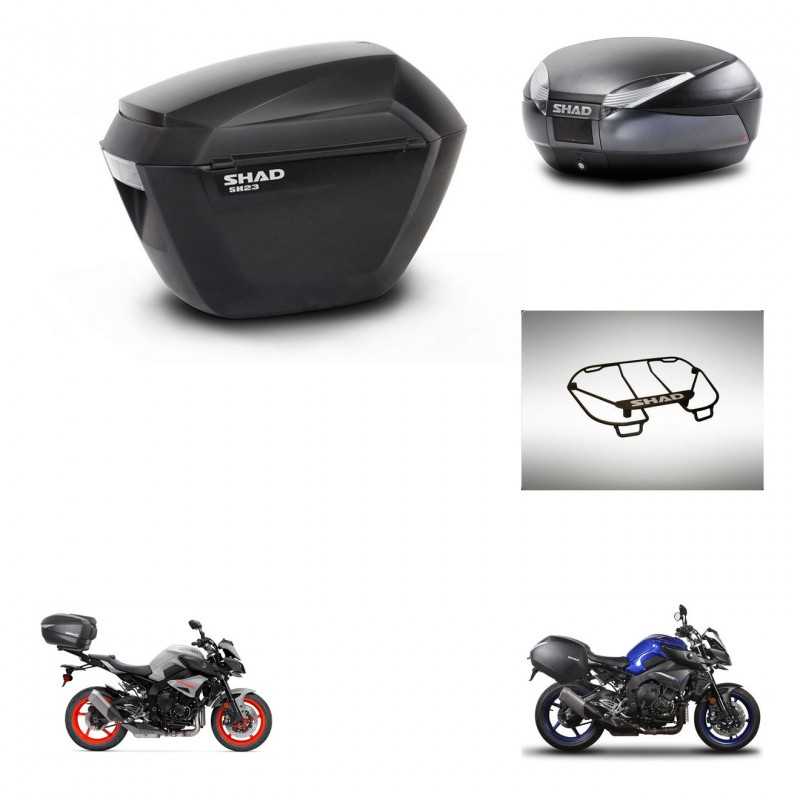 SHAD Baul trasero + maletas laterales parrilla portabultos superior herraje 3p montaje SH23 SH48 DARK GREY PREMIUM KIT-272189