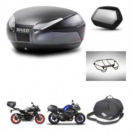 SHAD Maletas laterales + baul trasero accesorios herraje 3p montaje SH48 DARK GREY PREMIUM SC SH35 KIT-272193
