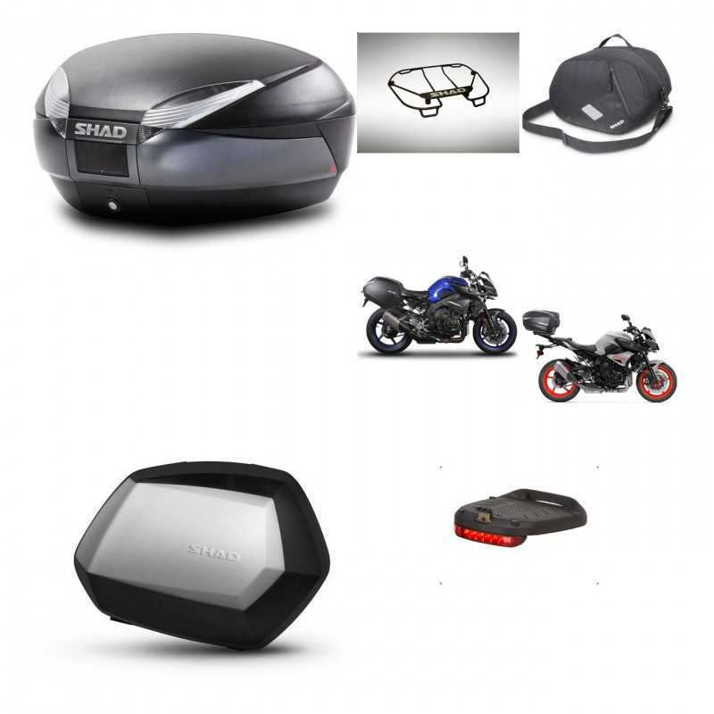 SHAD Maletas laterales + baul trasero accesorios herraje 3p montaje SH48 DARK GREY PREMIUM SC SH35 KIT-272202