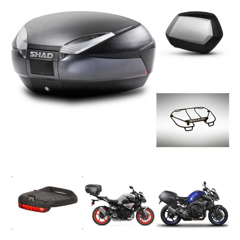 SHAD Maletas laterales + baul trasero accesorios herraje 3p montaje SH48 DARK GREY PREMIUM SC SH35 KIT-272203