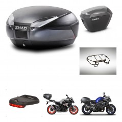 SHAD Maletas laterales + baul trasero accesorios herraje 3p montaje SH48 DARK GREY PREMIUM SH23 ALU KIT-272204