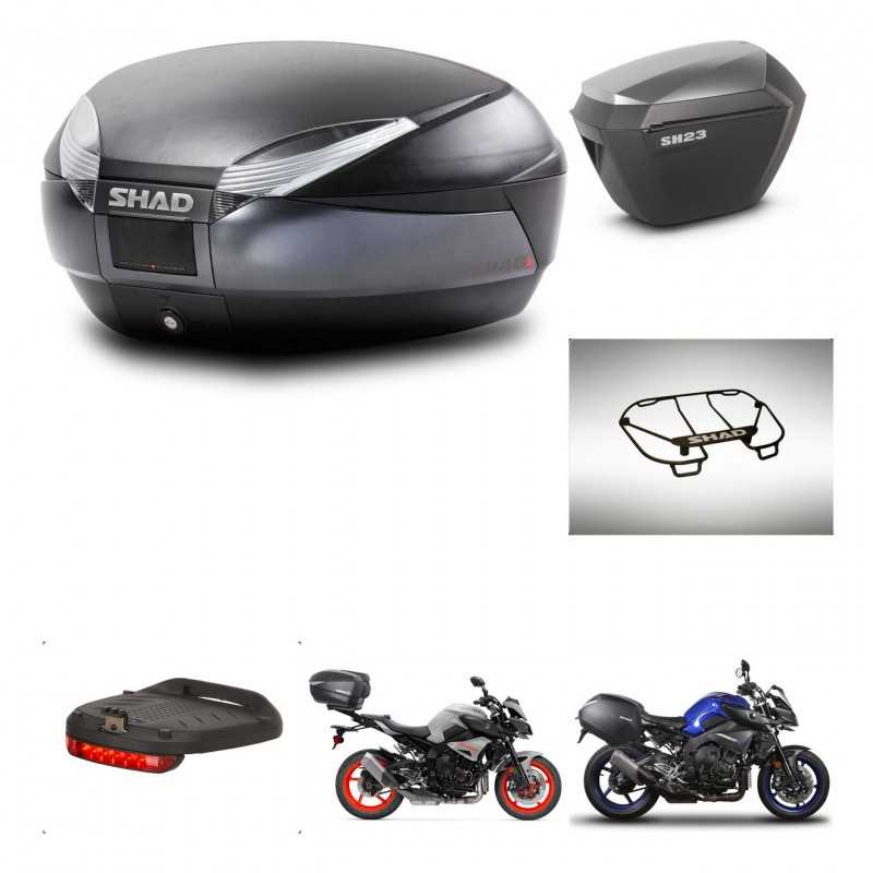 SHAD Maletas laterales + baul trasero accesorios herraje 3p montaje SH48 DARK GREY PREMIUM SH23 ALU KIT-272204