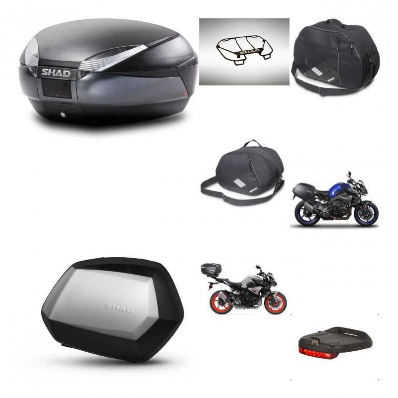 SHAD Maletas laterales + baul trasero accesorios herraje 3p montaje SH48 DARK GREY PREMIUM SC SH35 KIT-272220